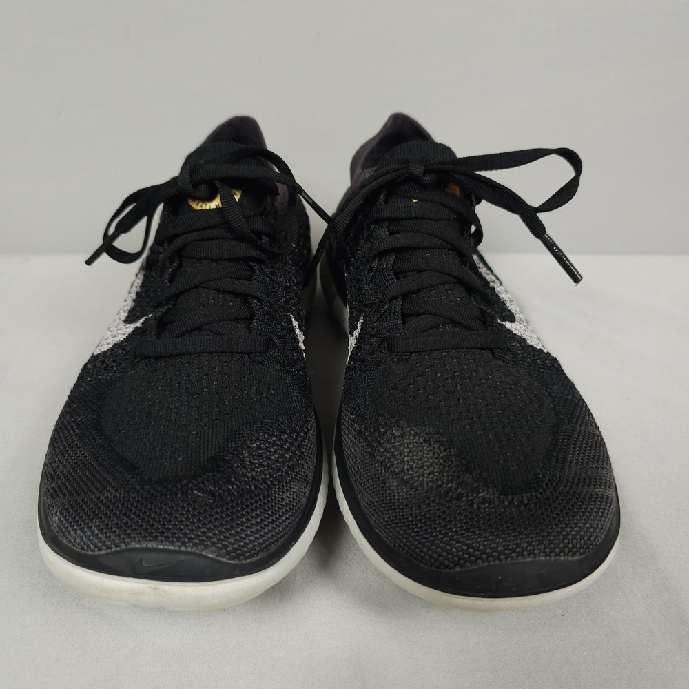 Nike Free RN Flyknit Shoes Women Size 7.5 Black Vast Grey Knit 2018 Running - Picture 2 of 16